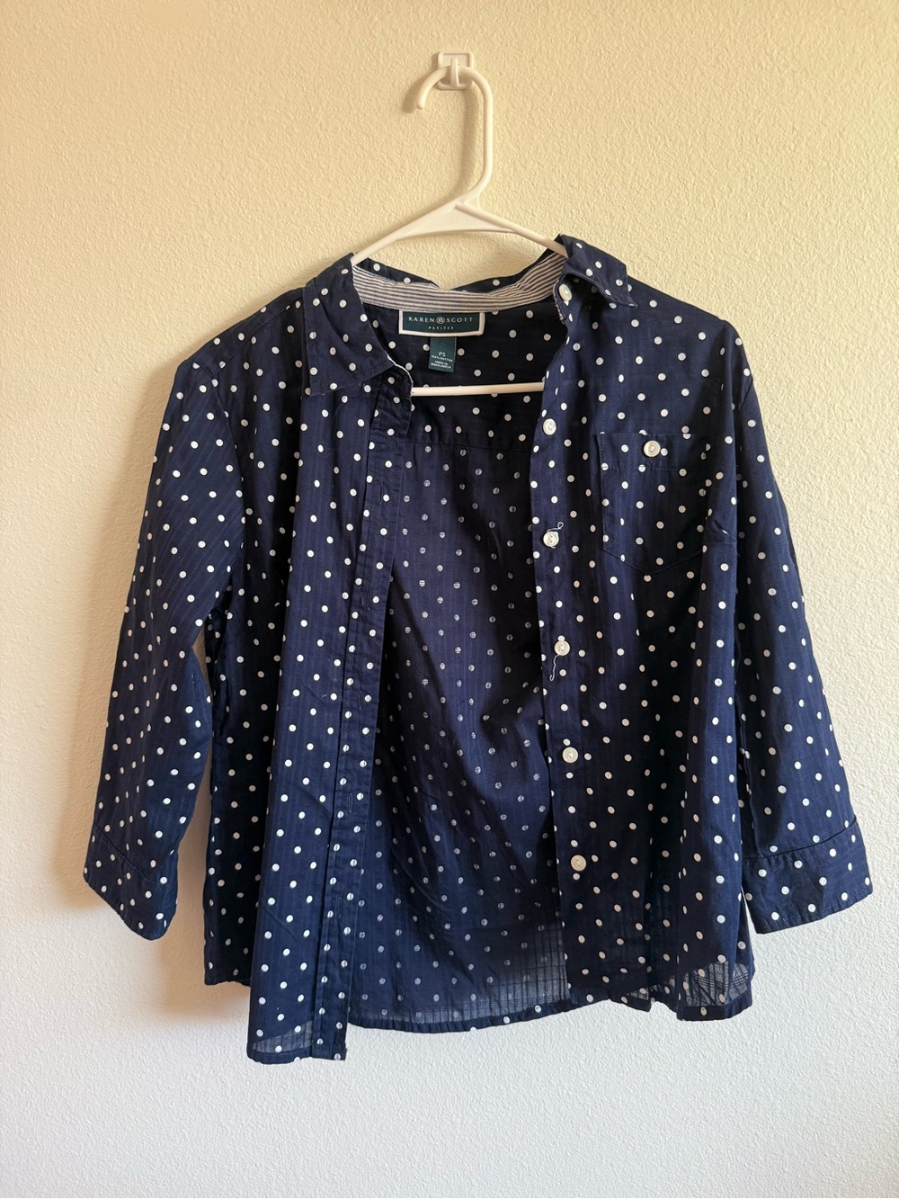 Karen Scott Navy Polka Dot Button-Up Shirt